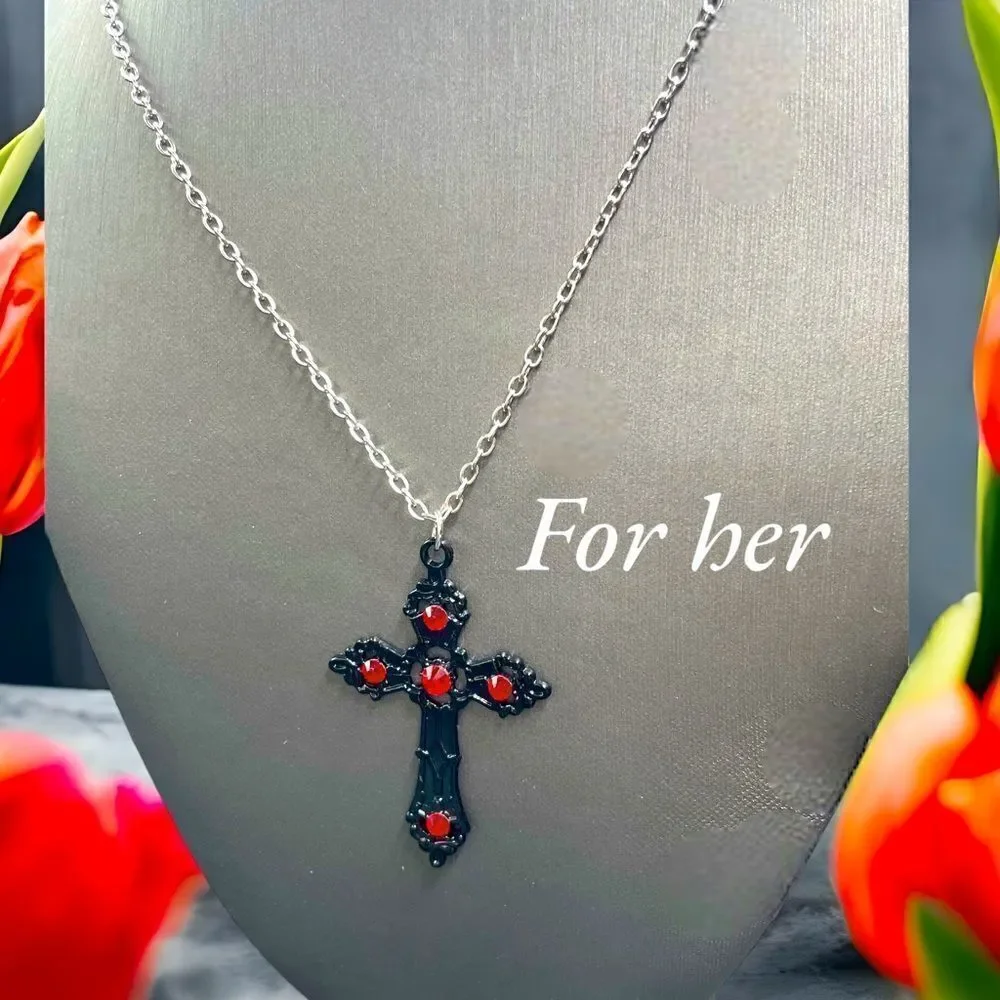 Unisex l Cross Series l Rhinestone Necklace l New